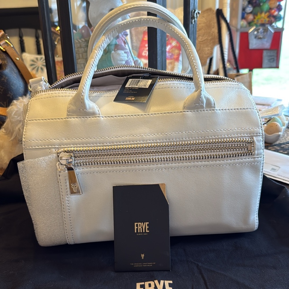 Frye Lena White Leather Satchel Bag - Picture 2 of 7